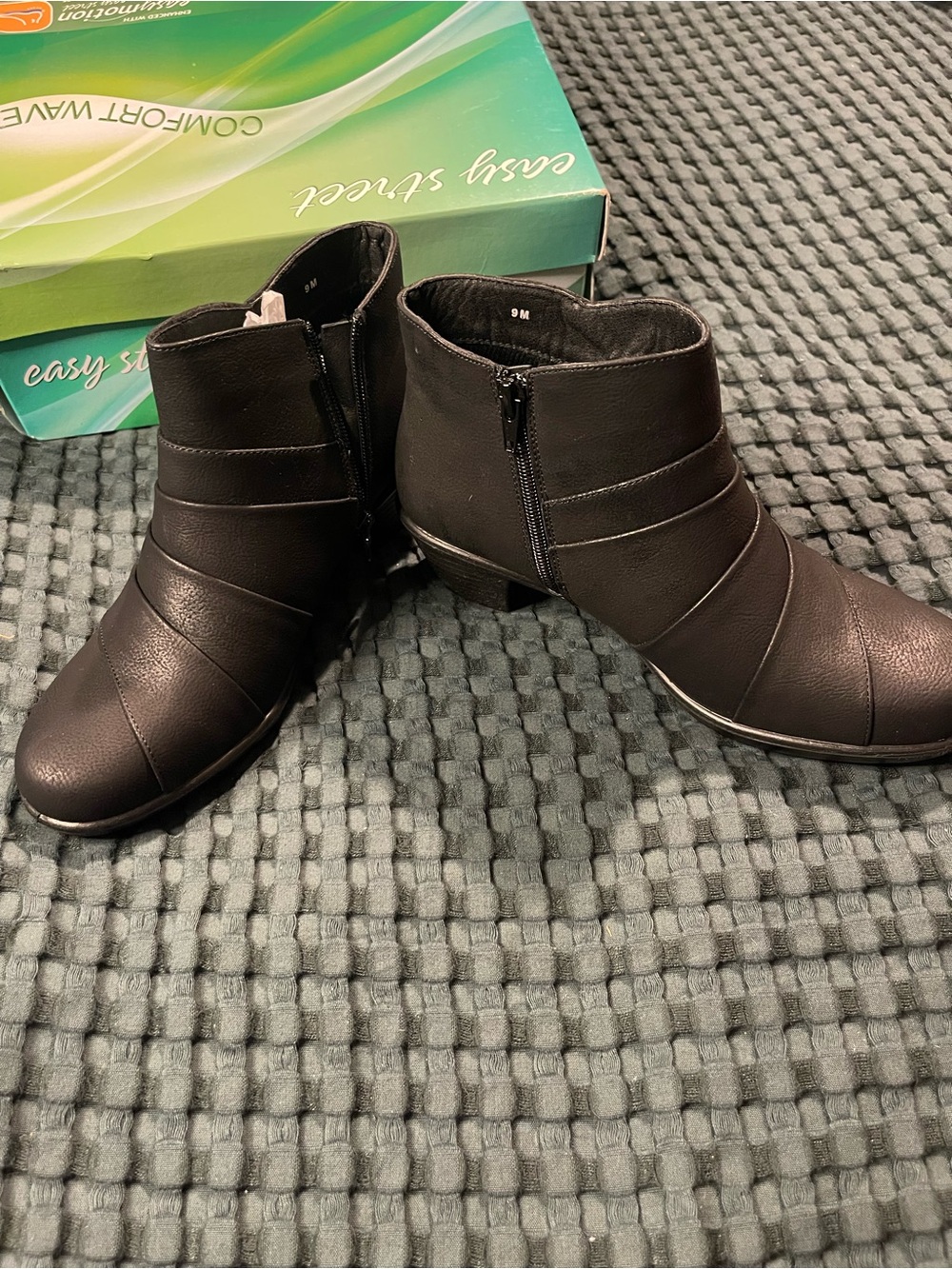 easy street Black Side-Zip Ankle Booties
